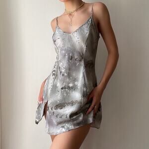 Vintage Y2K Victoria Secret Feather Dream Silk Slip Dress Gray Size L